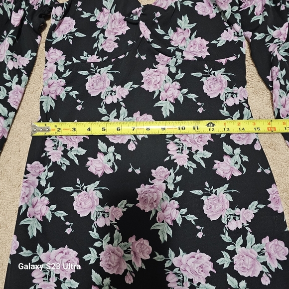 Floral Off-Shoulder Dress - Black, And Lilac' - Picture 8 of 11